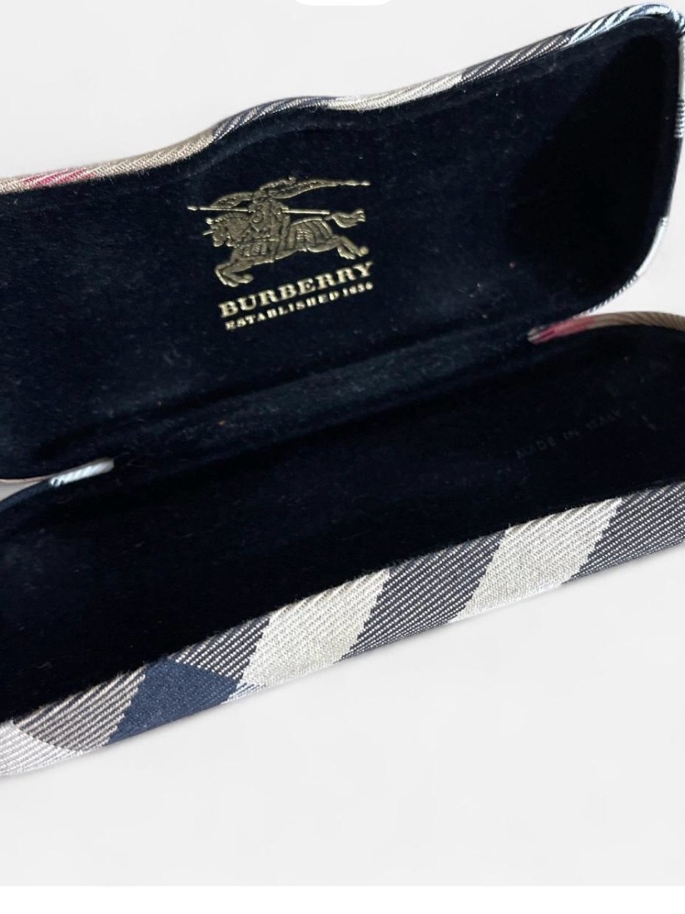Burberry Black and Beige Plaid Glasses Case